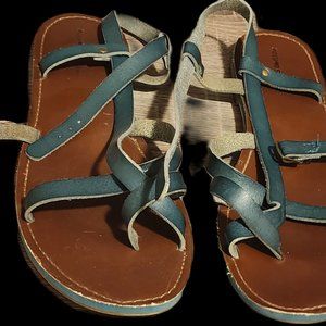 Mossimo Supply Co Sandals Brown and Green Strappy Flat Man-Made Leather Women 11
